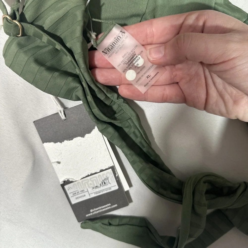 NWD $32 Target x Vitamin A [ XL ] Ribbed Demi Bikini‎ Top Green #U1748